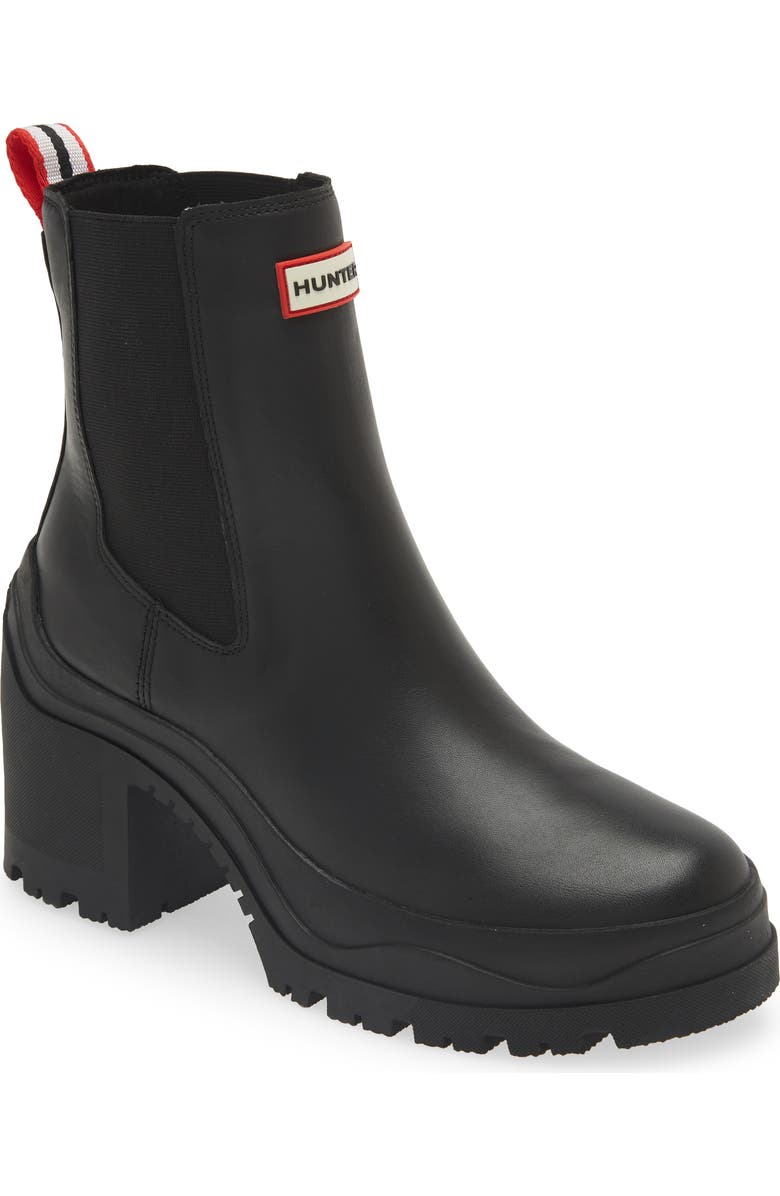 Hunter Miana Waterproof Block Heel Chelsea Boot, Main, color,