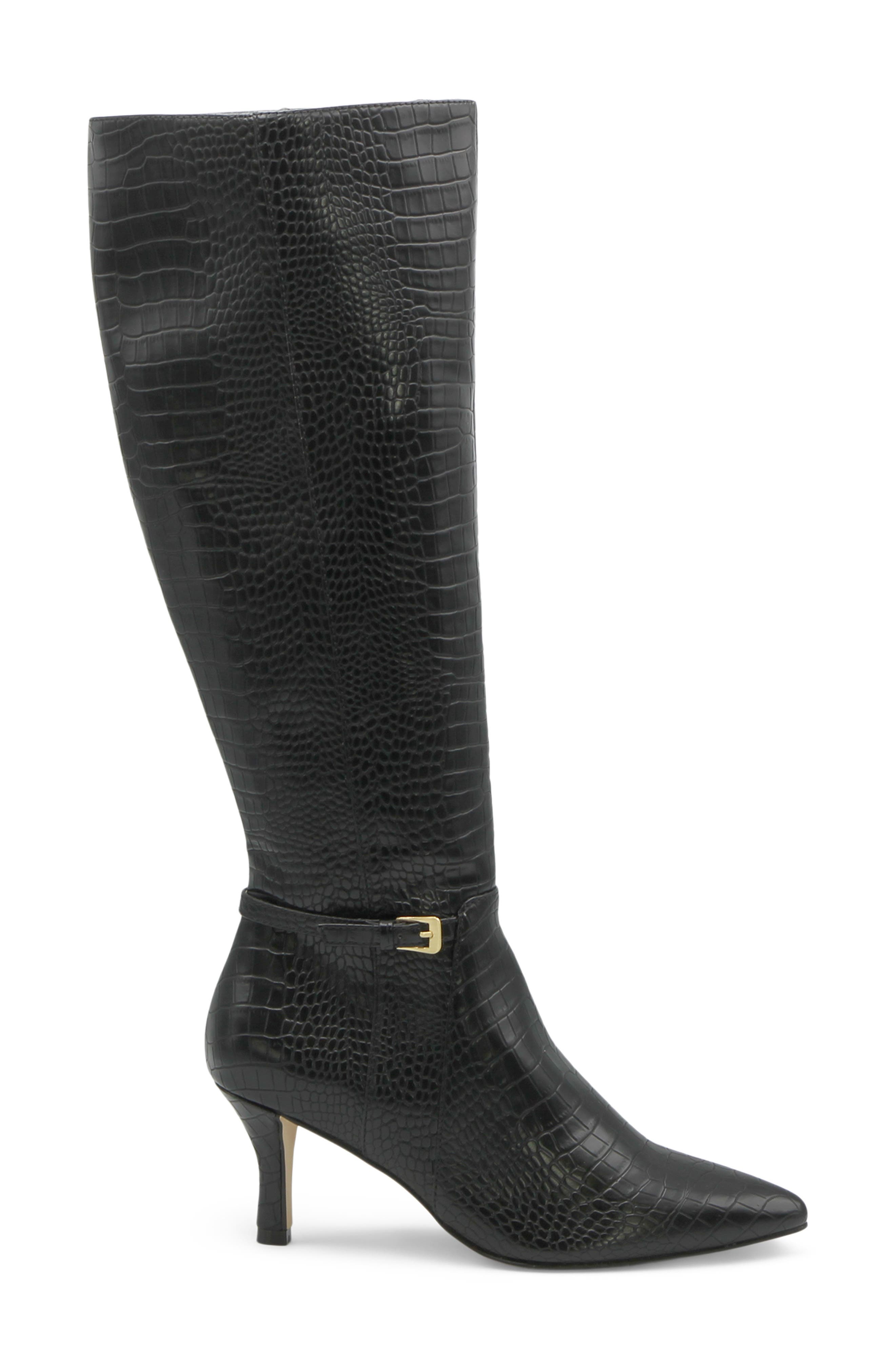 Charles by Charles David Arlie Pointed Toe Knee High Boot, Alternate, color, Black-Croc