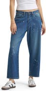 Lee Bleach Splatter Crop Loose Fit Herringbone Jeans