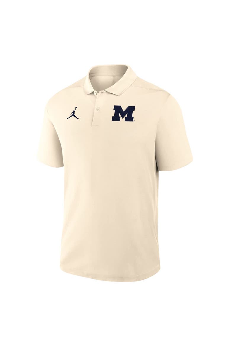 Men's Jordan Brand Tan Michigan Wolverines Primary Logo Victory Performance Polo, Alternate, color, Tan