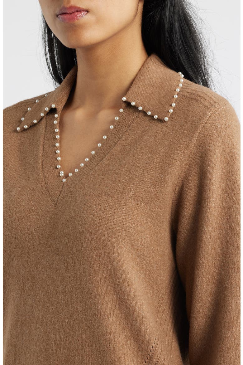 Bead Trim Sweater, Alternate, color, COFFEE CAKE