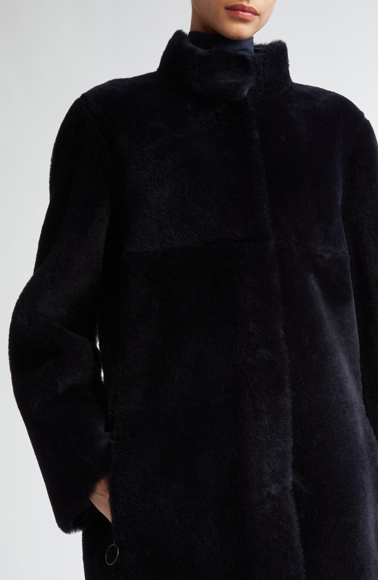 Akris punto Reversible Genuine Shearling & Leather Coat, Alternate, color, 