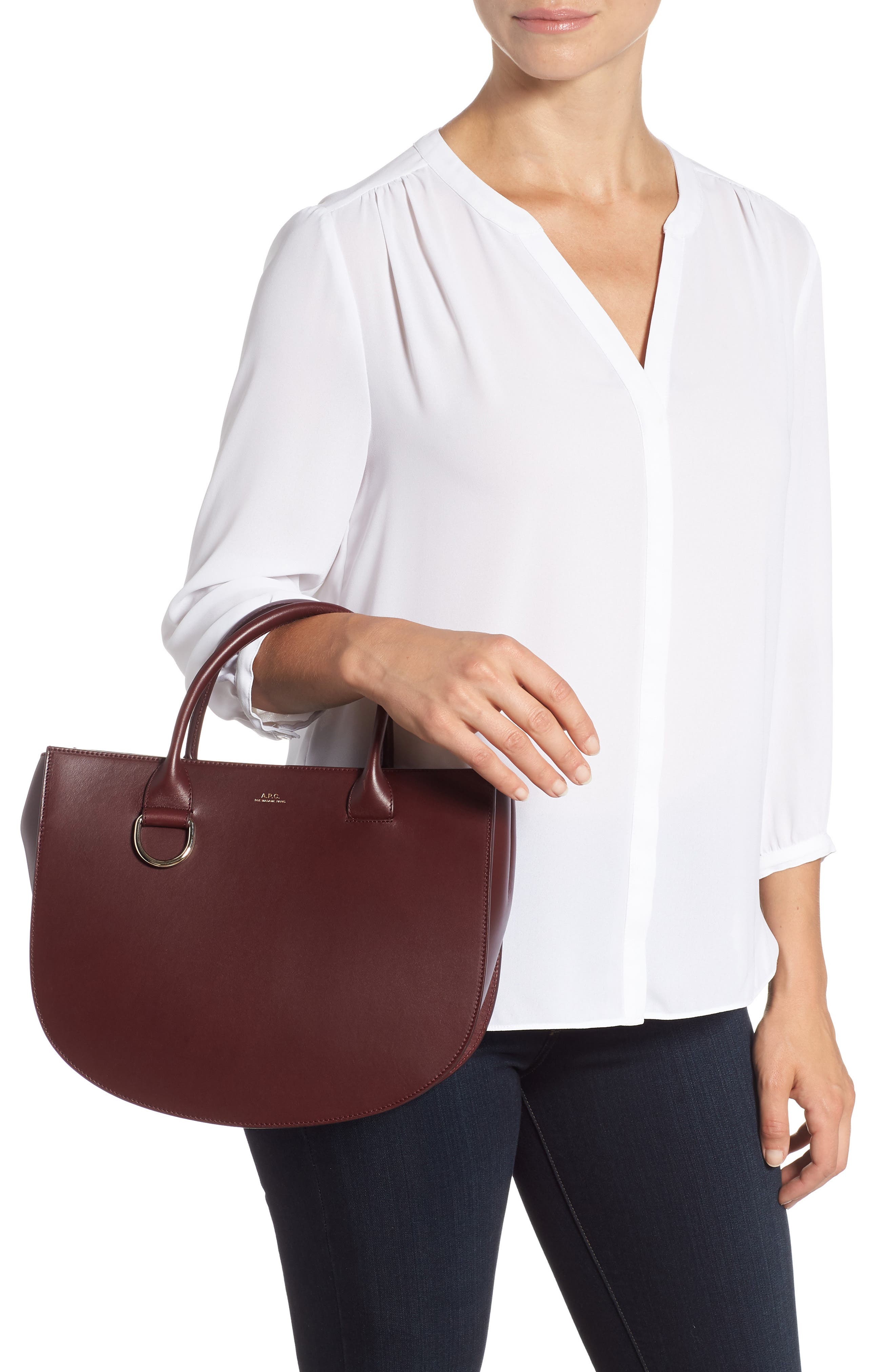 A.P.C. Sac Marion Leather Tote, Alternate, color, 