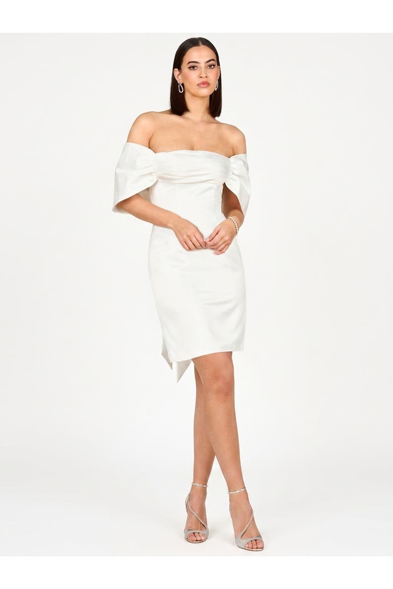 Beaded Faux-Wrap V-Neck Bridal Gown, Main, color, Ivory