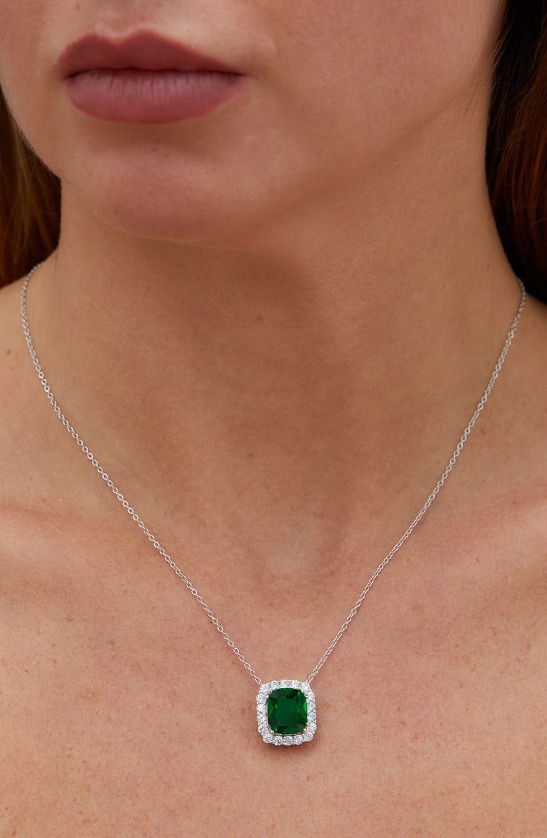 SAVVY CIE JEWELS Cushion Pendant Necklace, Alternate, color, Green