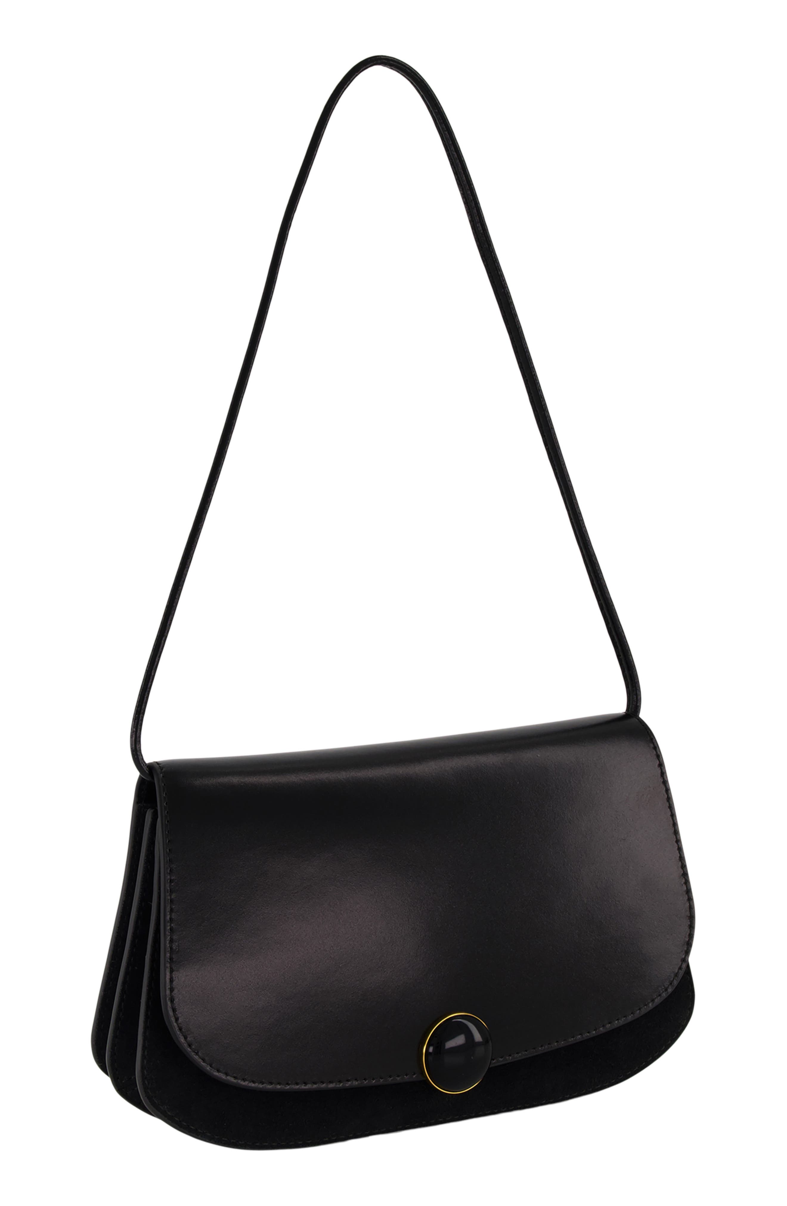 Flora Triple Gusset Leather Clutch Wallet, Alternate, color, BLACK