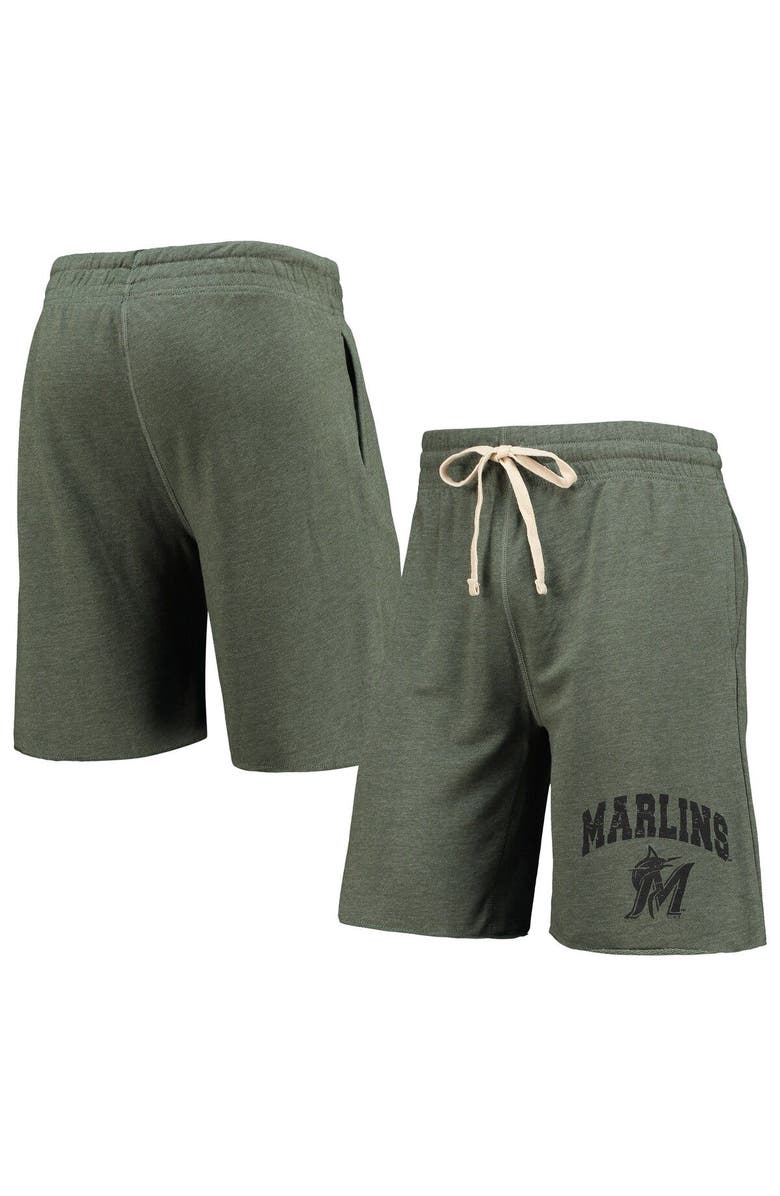 CONCEPTS SPORT Men's Concepts Sport Green Miami Marlins Mainstream Logo Terry Tri-Blend Shorts, Main, color, 