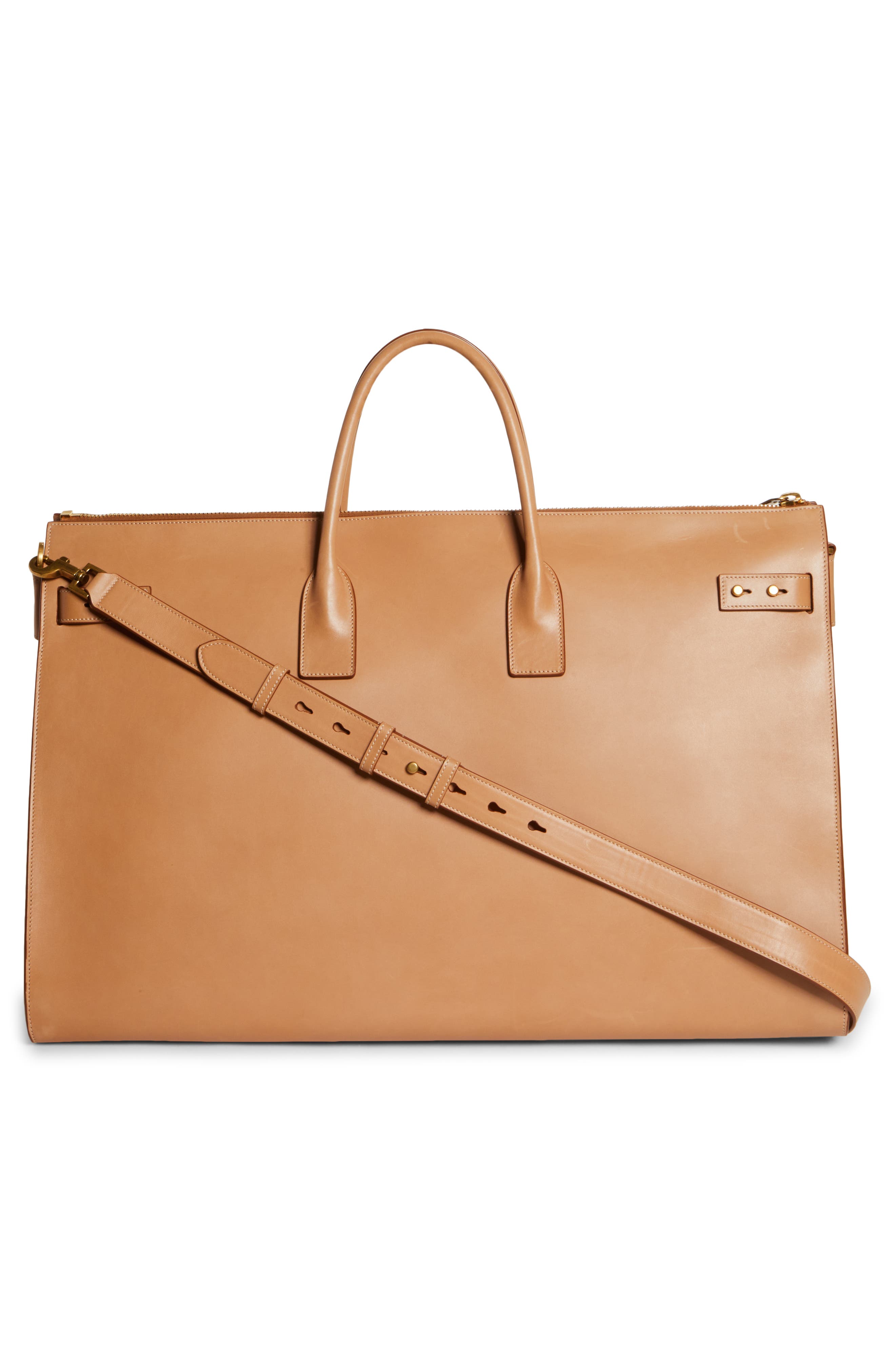 Saint Laurent Travel Sac de Jour Leather Tote, Alternate, color, Vintage Brown/ Gold