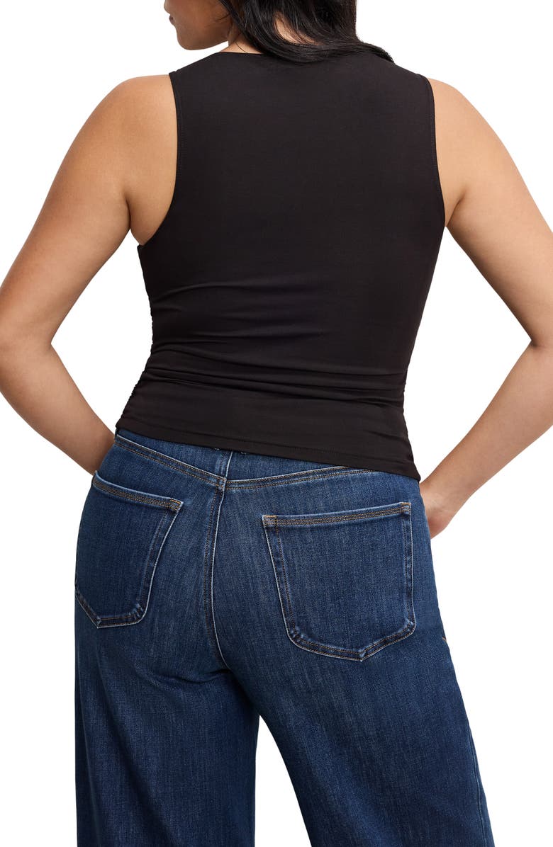 Good American Ruched Jersey Tank, Alternate, color, Black001