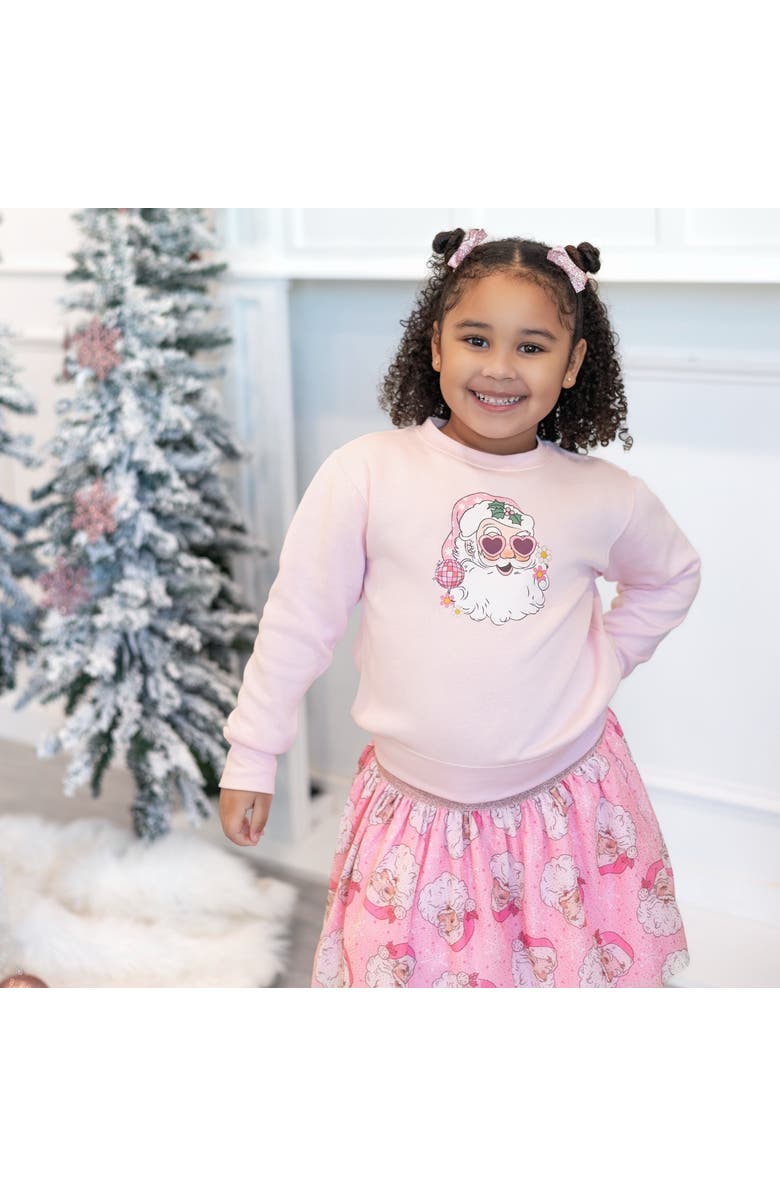 Sweet Wink Disco Santa Christmas Sweatshirt, Alternate, color, Ballet Pink