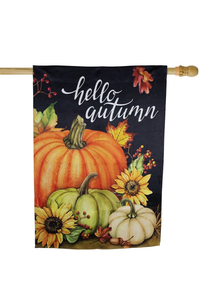 Northlight Pumpkins and Sunflowers Hello Autumn Outdoor Fall Harvest House Flag - 40" x 28", Alternate, color,