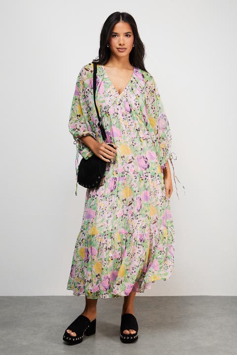 Chiffon Batwing Midi Dress