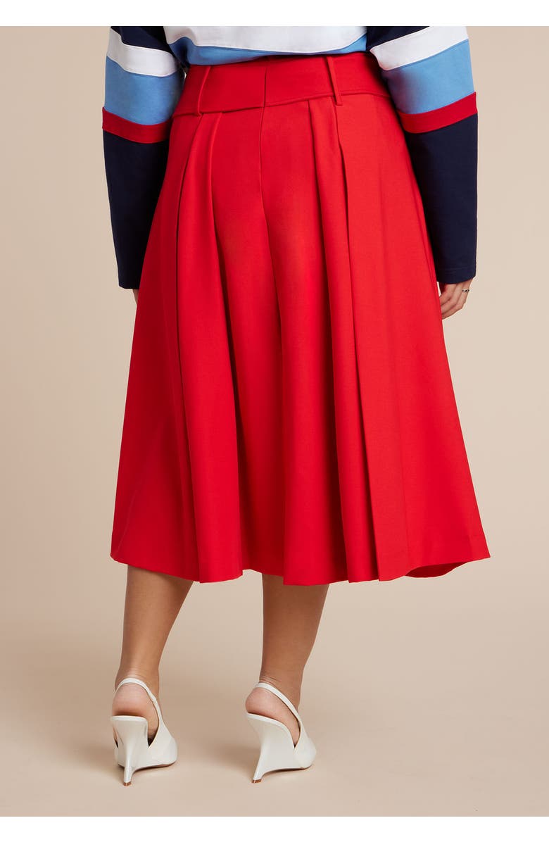 ELOQUII Pleated Belted Midi Skirt, Alternate, color, Red
