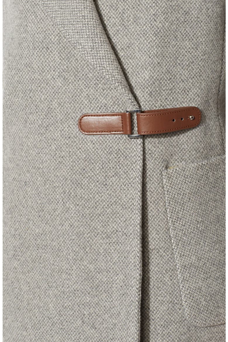 Hooded Drape Front Herringbone Coat, Alternate, color, GREY