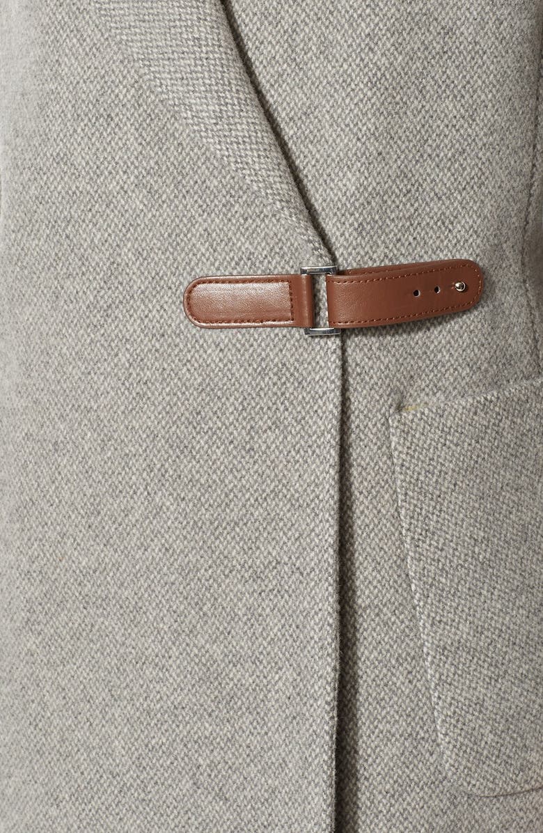 Lauren Ralph Lauren Hooded Drape Front Herringbone Coat, Alternate, color, Grey