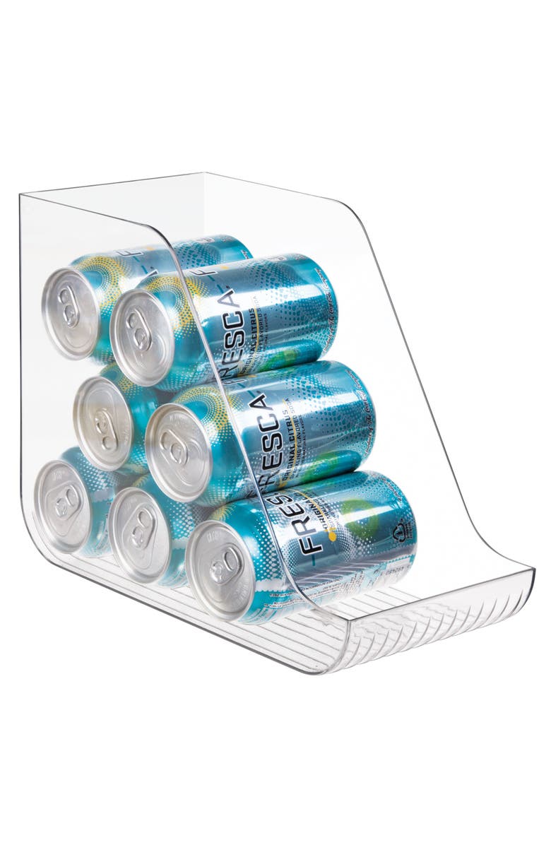 mDesign Plastic Kitchen Storage Organizer Bins for Pantry, Fridge, or Freezer Organization - Cabinet Organizer Holder for Canned Food, Soup Can, Soda or Water Bottle, Ligne Collection, 4 Pack, Clear, Alternate, color, 