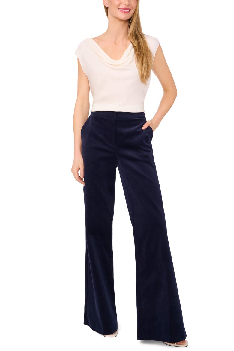 Wide Leg Stretch Cotton Corduroy Pants, Alternate, color, BARITONE BLUE