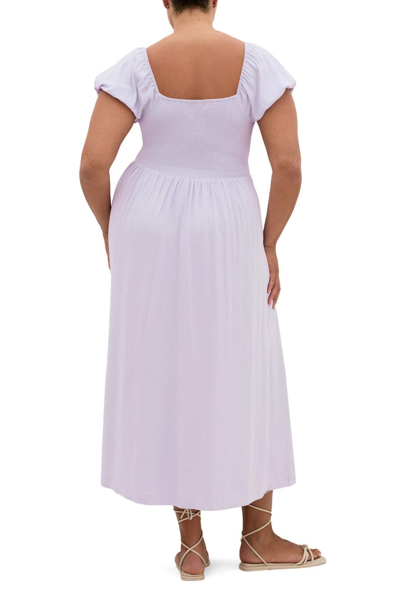 City Chic Abbie Peasant Midi Dress, Alternate, color, Lilac