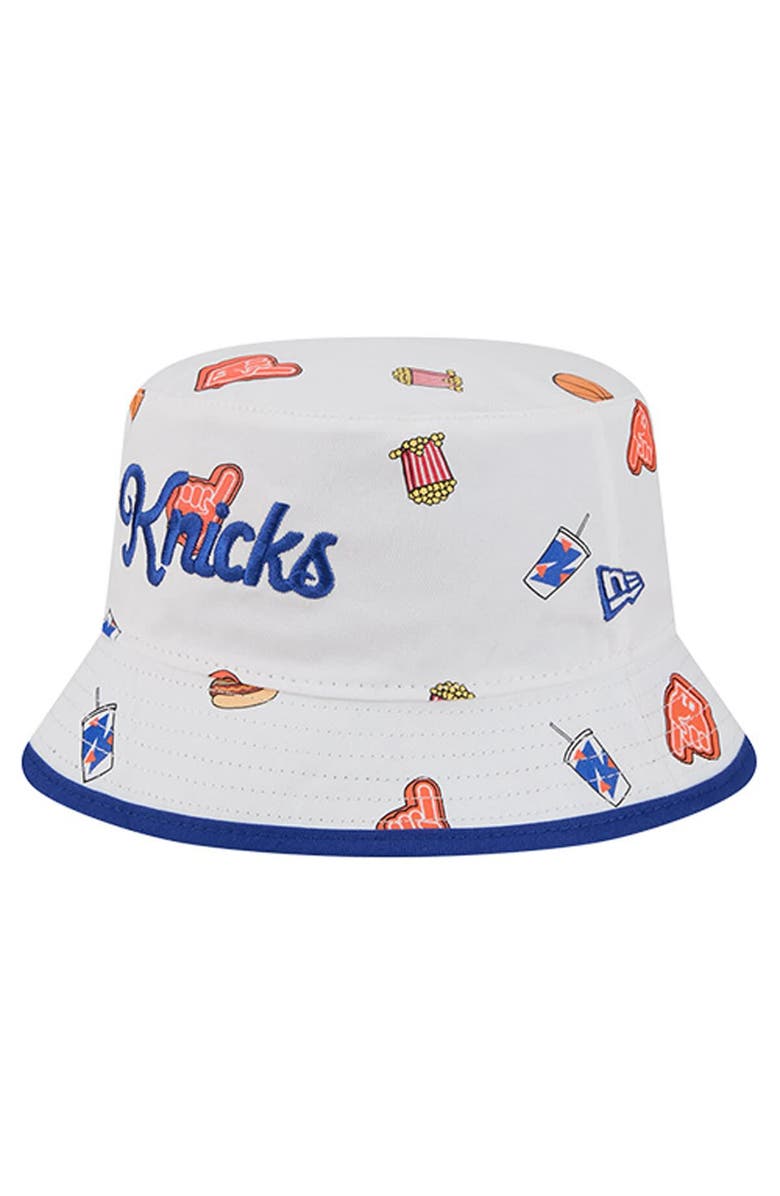 New Era Men's New Era White New York Knicks Team Cheer Reversible Bucket Hat, Main, color, White