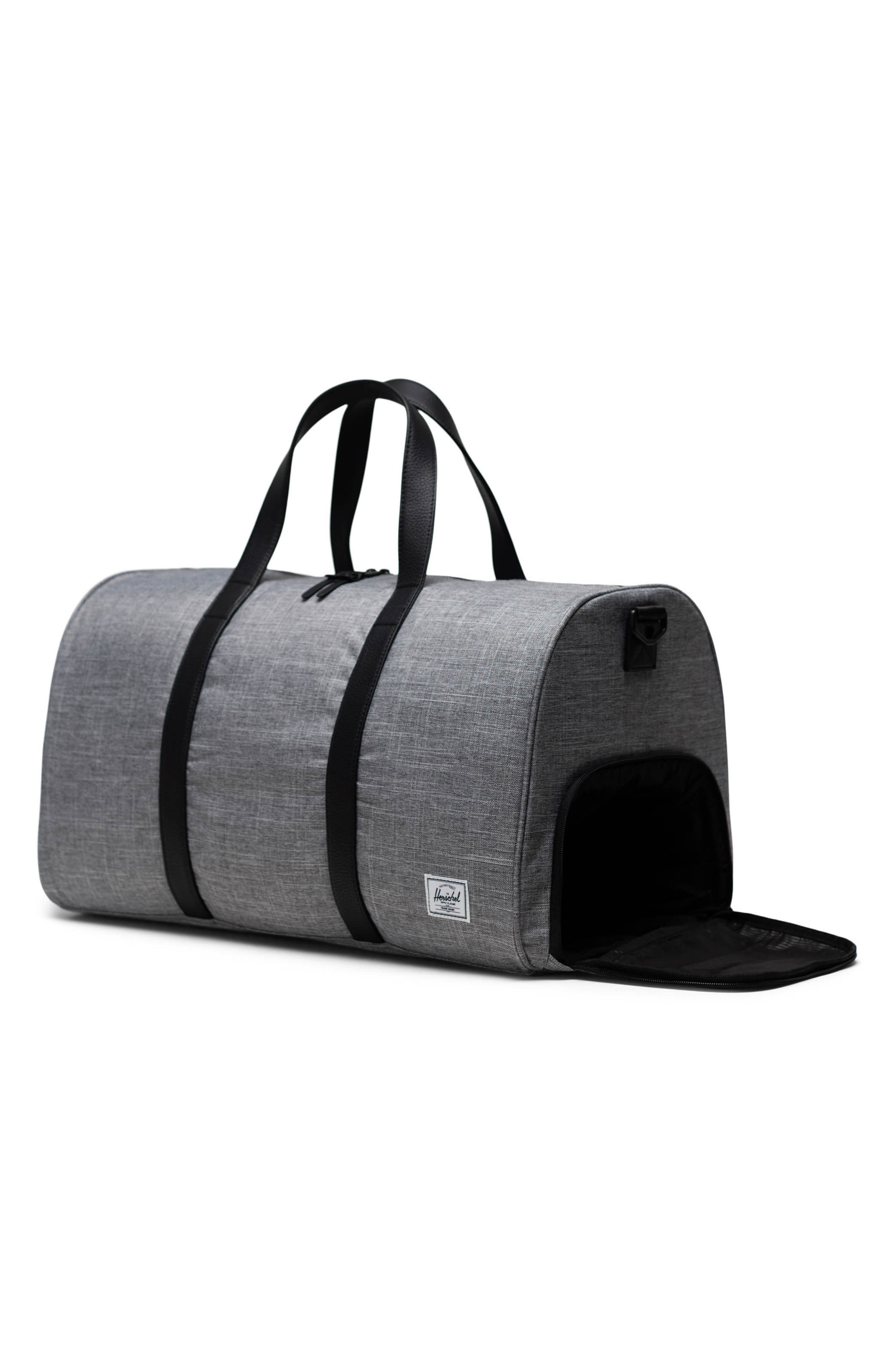Novel Recycled Nylon Duffle Bag, Alternate, color, RAVEN CROSSHATCH