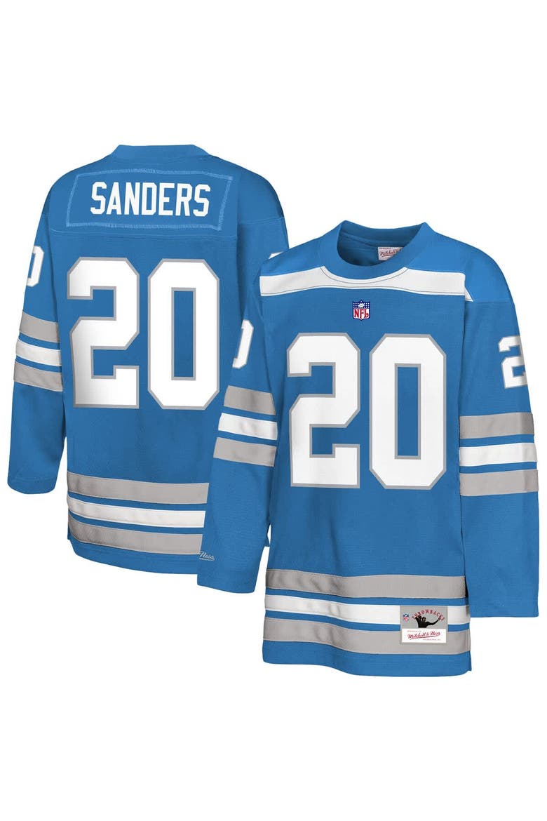 Youth Mitchell & Ness Barry Sanders Blue Detroit Lions Hockey Fashion Jersey, Main, color, Blue