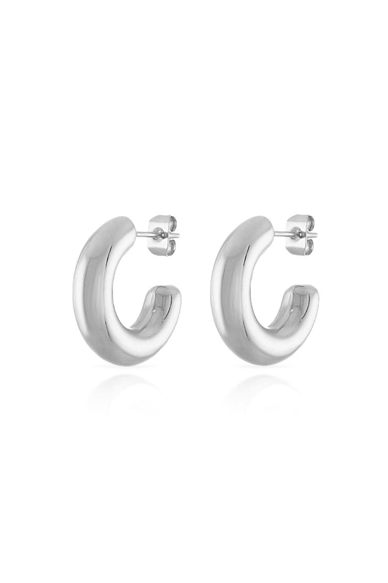 Bold Open Huggie Hoops, Main, color, Silver