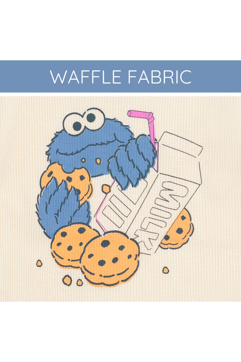 Cookie Monster Boys' T-Shirt and Waffle Shorts Set, Alternate, color, Ivory Blue Cookie
