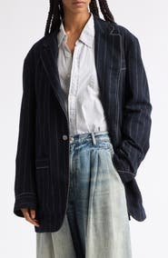 R13 Ragged Pinstriped Wool Blazer