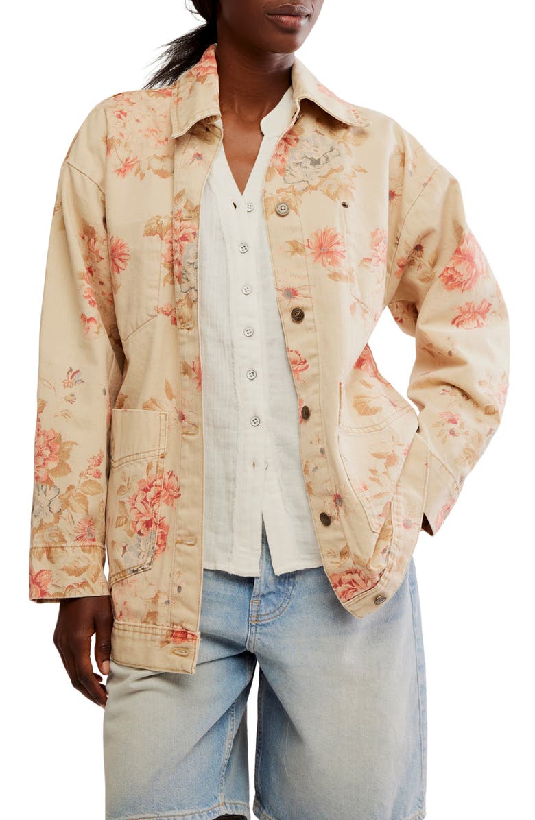 Free People Avery Floral Denim Jacket, Main, color,