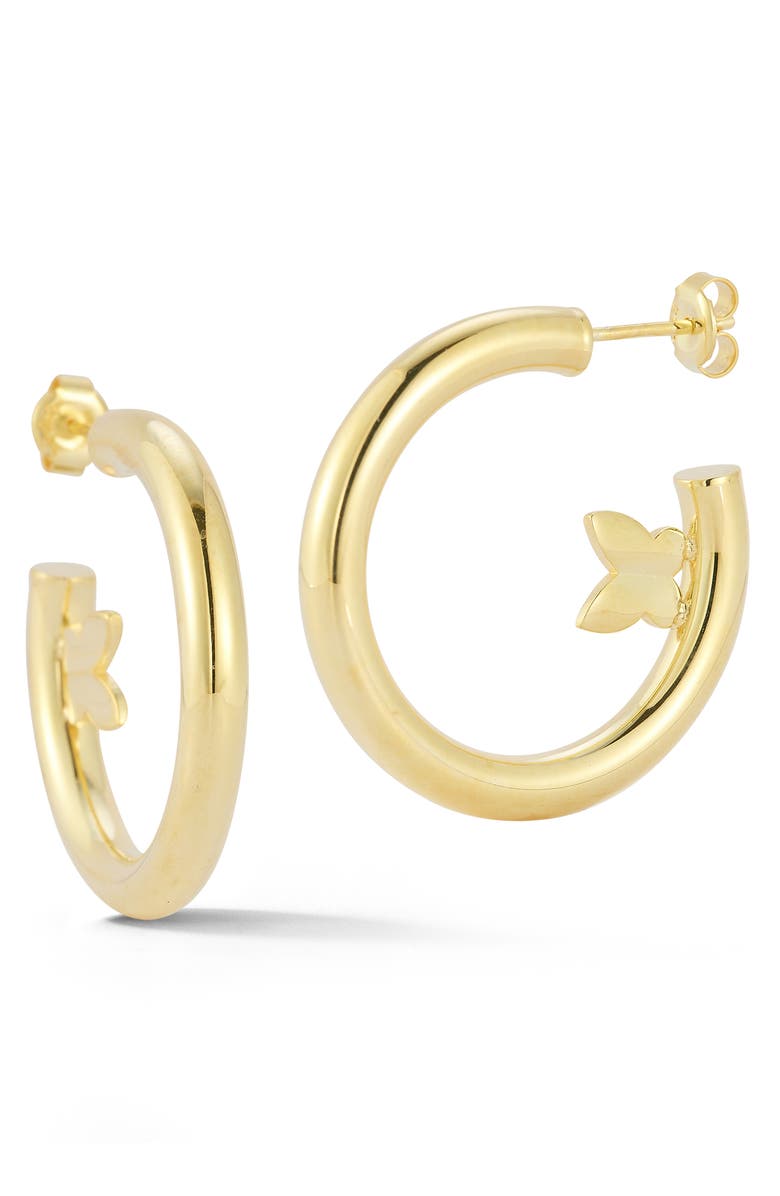 CHLOE AND MADISON Butterfly Hoop Earrings, Main, color, Gold