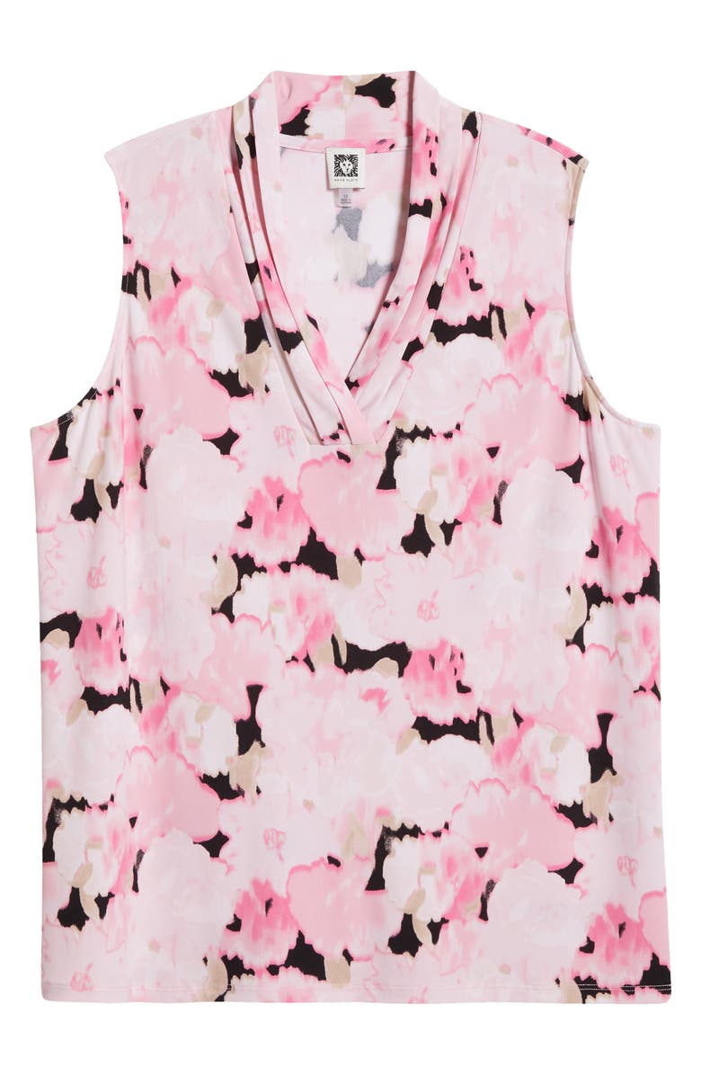 Anne Klein Blurred Floral Print Triple Pleat Sleeveless Top, Alternate, color,