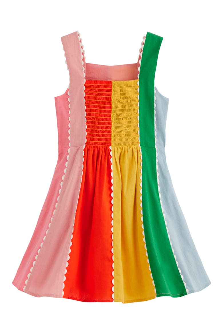 Kids' Scalloped Trim Cotton Fit & Flare Dress, Alternate, color, MULTI RAINBOW