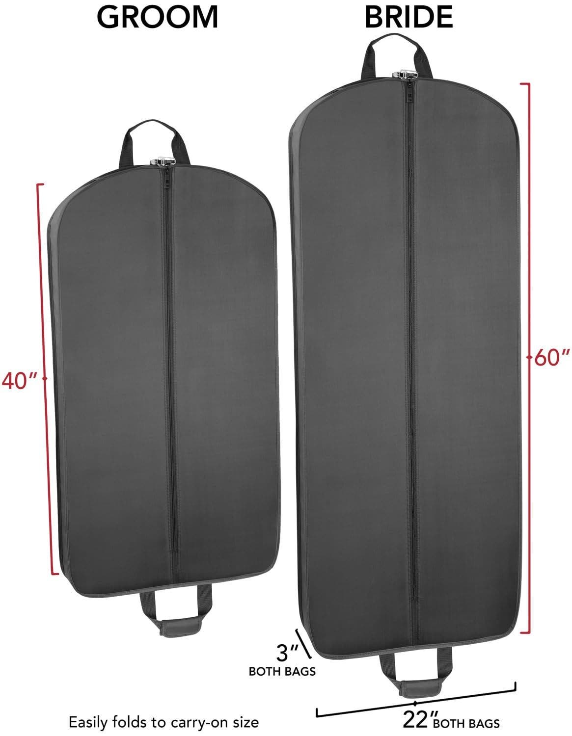 Wallybags 60 Inch & 40 Inch Deluxe Travel Garment Bag, Black Bride & Groom, Alternate, color, Black-B1g3