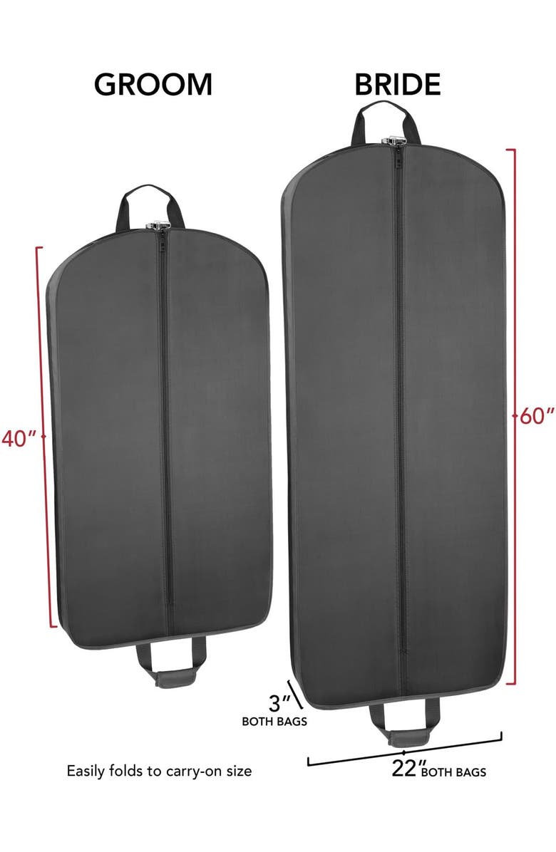 Wallybags 60 Inch & 40 Inch Deluxe Travel Garment Bag, Black Bride & Groom, Alternate, color, Black-B1g3