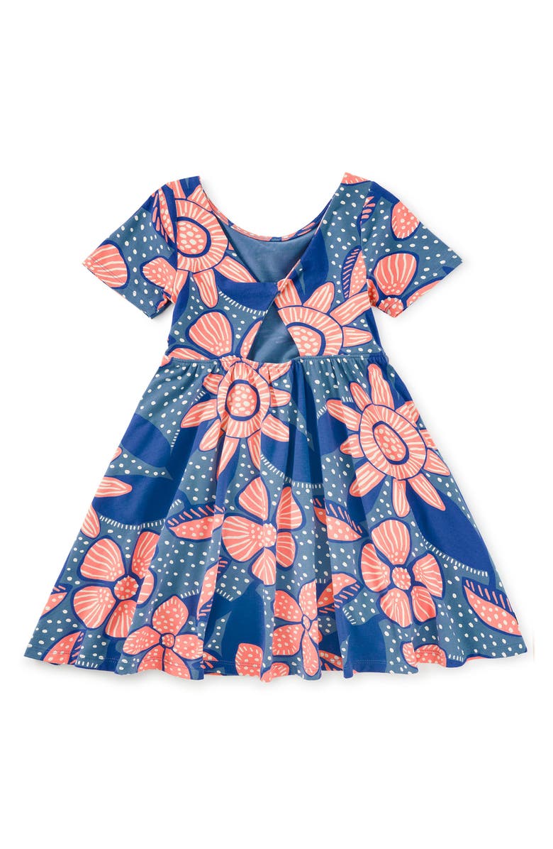 Tea Collection Twist Back Ballet Dress, Alternate, color, Oversized Dot Floral