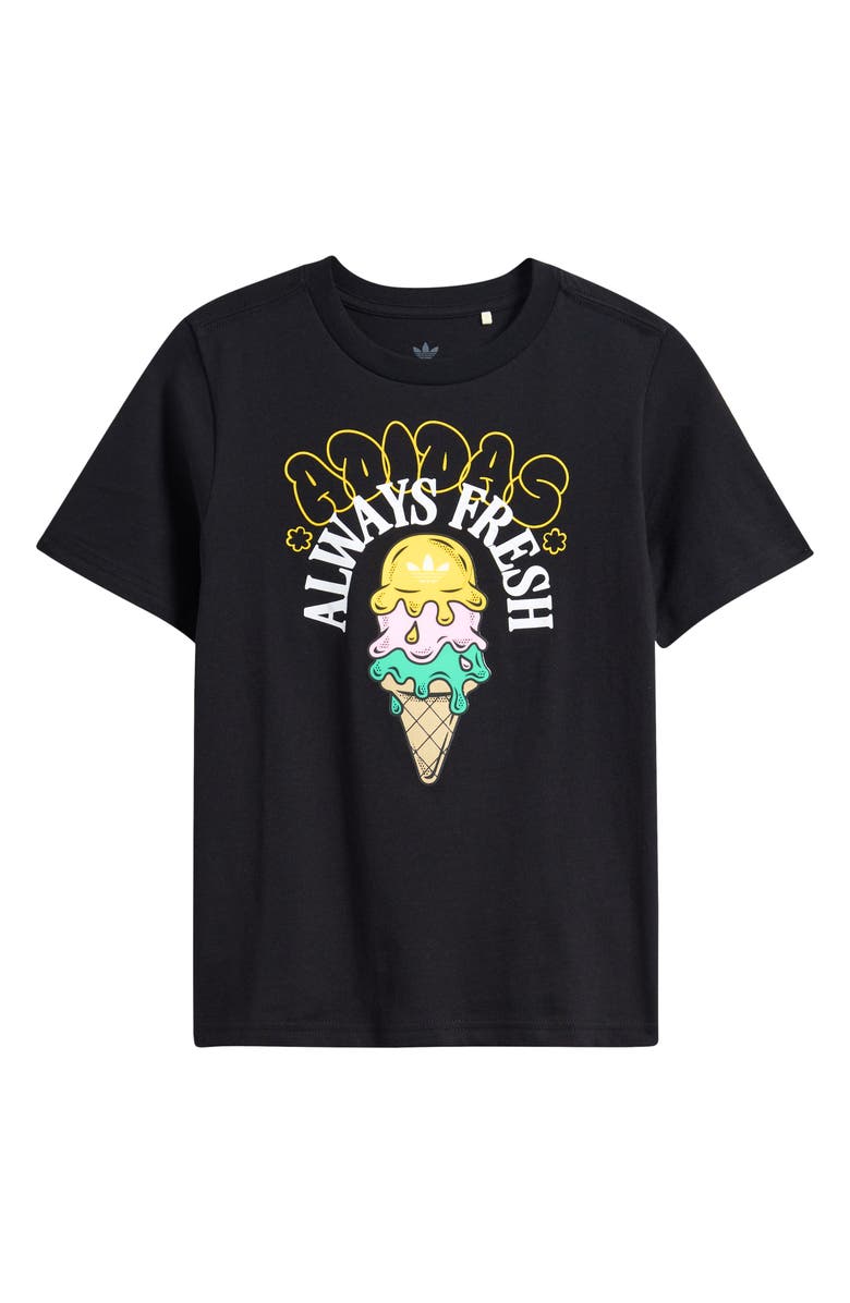 adidas Originals Kids
Ice Cream Graphic Cotton T-Shirt, Main, color, Black