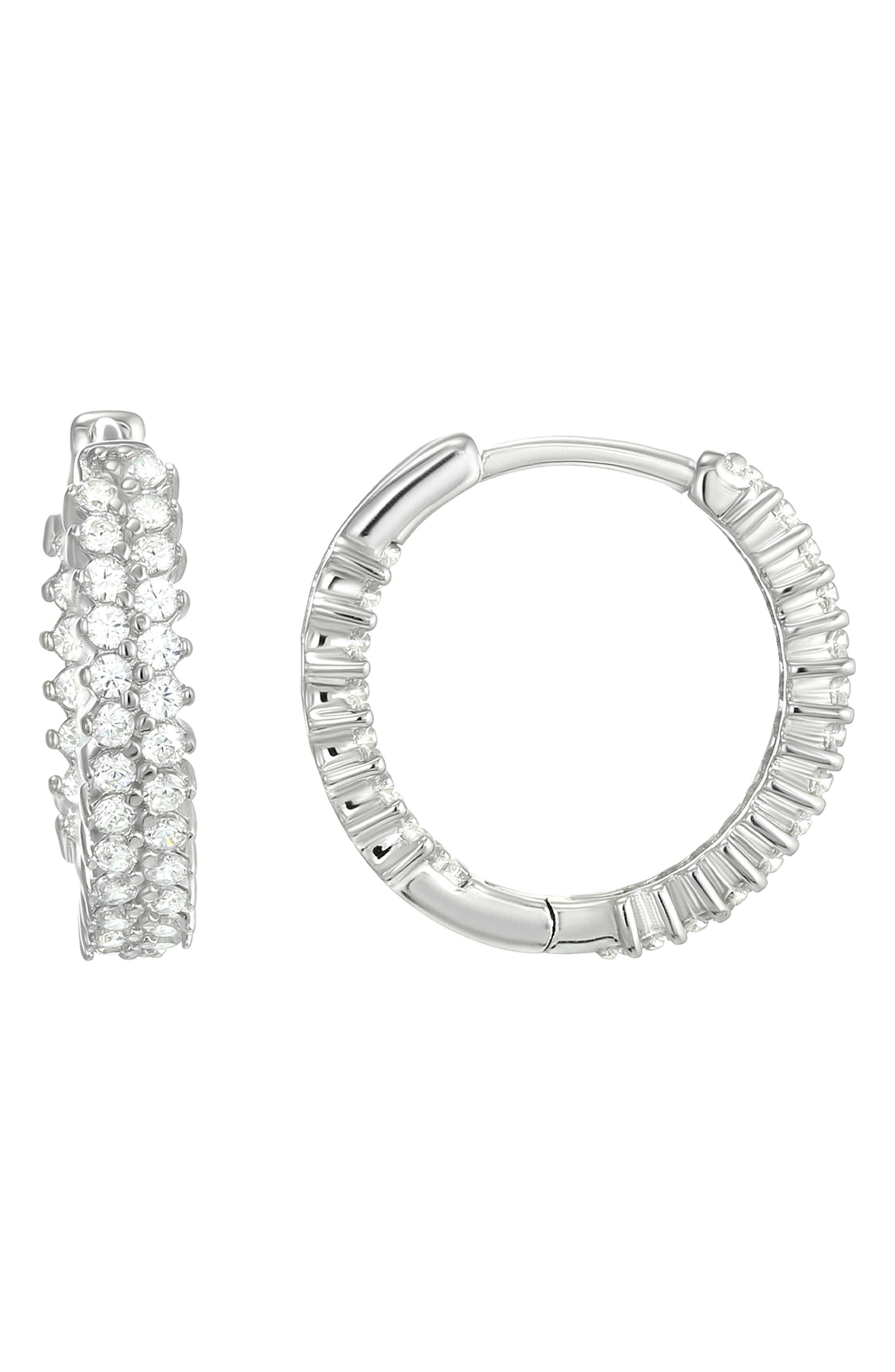 Cubic Zirconia Sterling Silver Hoop Earrings
