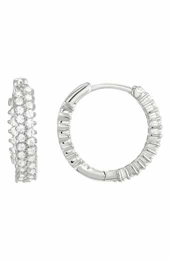 Cubic Zirconia Sterling Silver Hoop Earrings