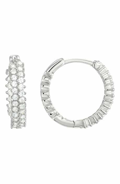 Cubic Zirconia Sterling Silver Hoop Earrings