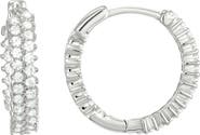 CANDELA JEWELRY Cubic Zirconia Sterling Silver Hoop Earrings