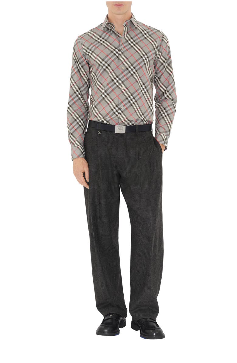 Burberry Regular Fit Check Cotton Shirt, Main, color, Mauve Grey