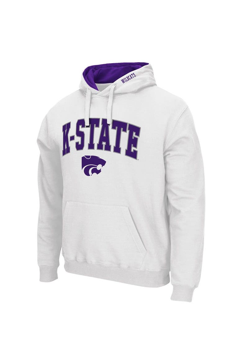 Men's Colosseum White Kansas State Wildcats Arch & Logo 3.0 Pullover Hoodie, Alternate, color, White