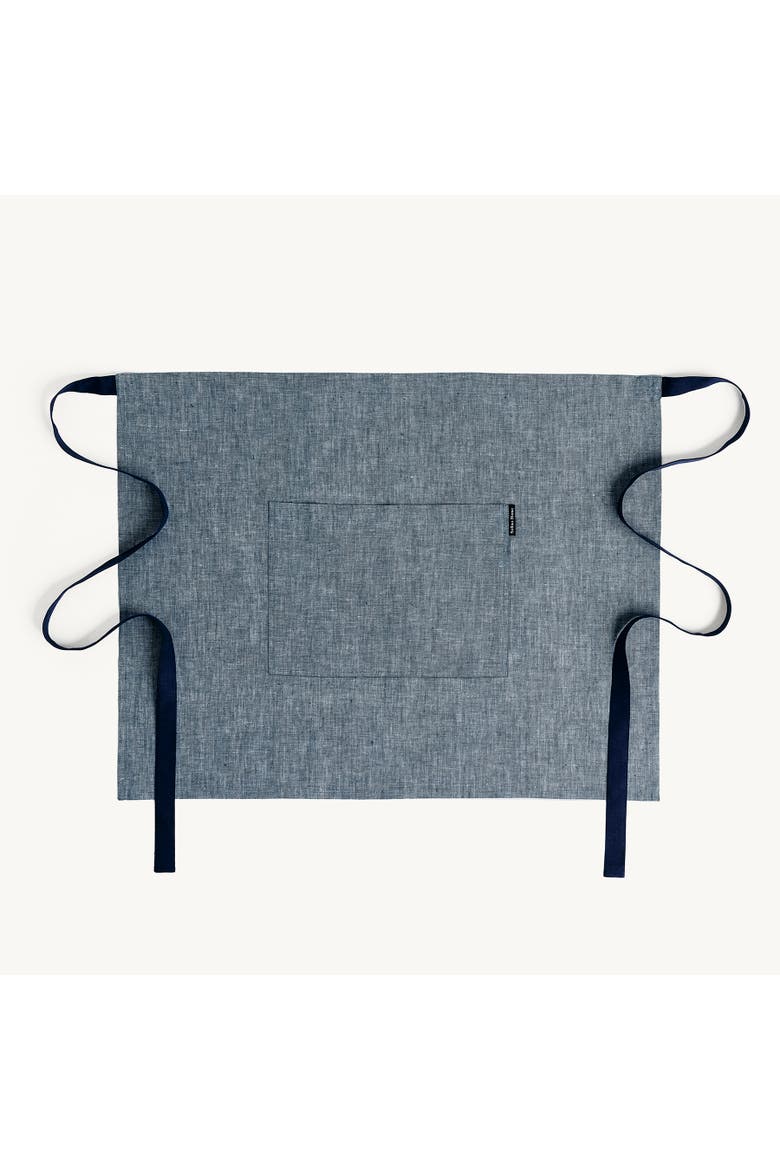 Linen Bistro Server Apron with Pockets, Extra-Long Ties, 21 x 27 Inches, Main, color, Denim Blue / Navy