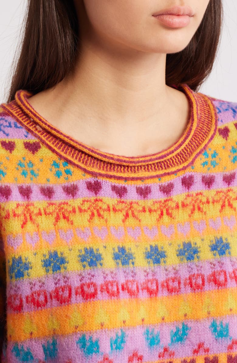 Free People Favorite Things Mixed Print Wool Blend Sweater, Alternate, color, Bright Confetti Combo