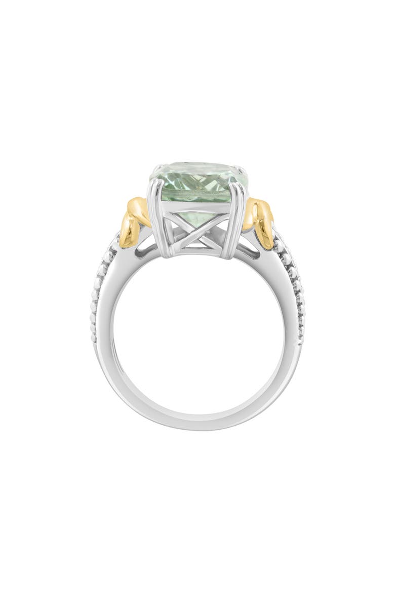 Sterling Silver & 14K Gold Oval Green Quartz & Diamond Ring, Alternate, color, GREEN