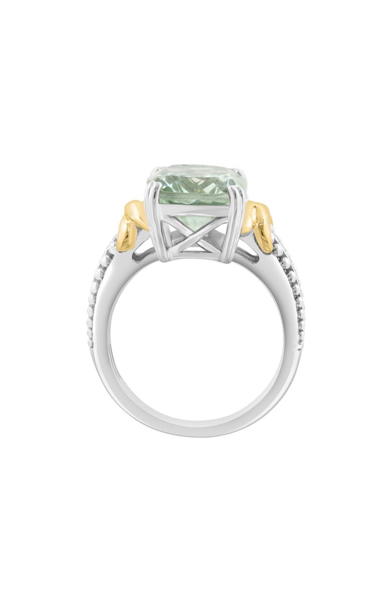 EFFY Sterling Silver & 14K Gold Oval Green Quartz & Diamond Ring, Alternate, color, Green