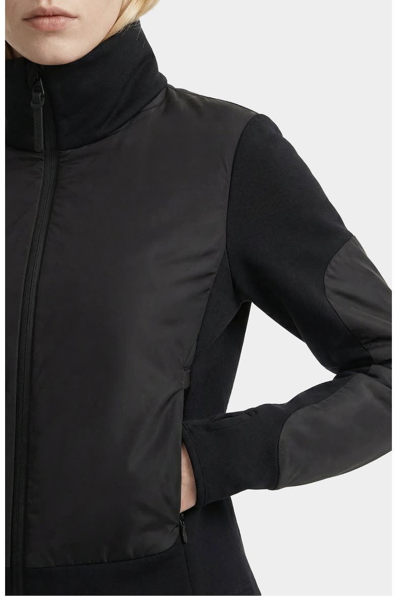 Granada Zip-up Mixed Media Sweater Jacket, Alternate, color, Black