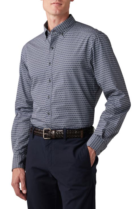 Watchmen Road Original Fit Geo Pattern Button-Down Oxford Shirt