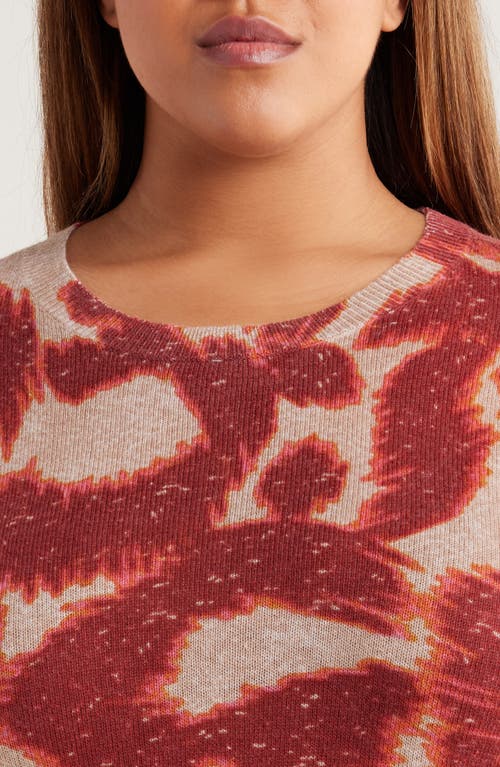 Nic + Zoe Nic+zoe Abstract Animal Supersoft Sweater In Burgundy
