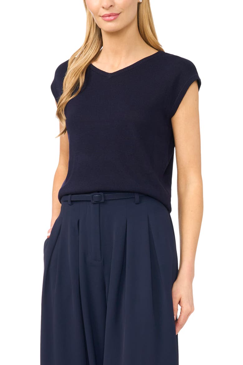 V-Neck Cap Sleeve Sweater Vest, Main, color, CLASSIC NAVY